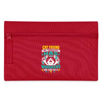 Cat Friend My Therapist Has Whiskers - Pencil Case - red - Front