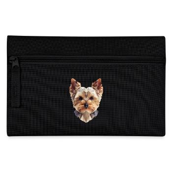Yorkie Low Poly Art – stylisch & modern - Federtasche - Schwarz - Vorne