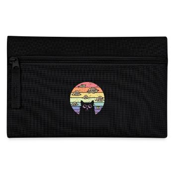 Cute Cat Retro Silhouette Cat Lover & Owner Gift - Pencil Case - black - Front