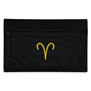 Sternzeichen Widder, Exklusives T-Shirt Design - Federtasche - Schwarz - Vorne