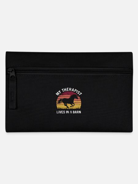 Mein Herz schlägt für den Pferdestall - Federtasche - Schwarz