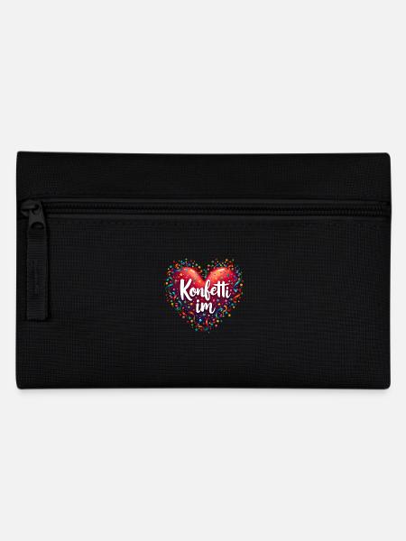 Konfetti im Herzen - Karnevals Party Geschenk - Federtasche - Schwarz