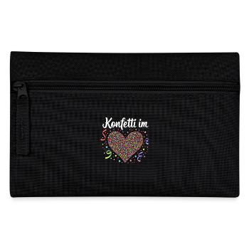 Konfetti im Herzen - Karnevals Party Geschenk - Federtasche - Schwarz - Vorne