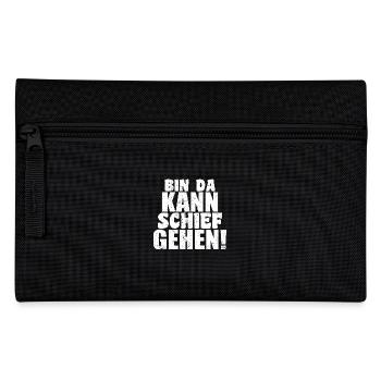 bin da kann schief gehen lustiger humor Spruch - Federtasche - Schwarz - Vorne