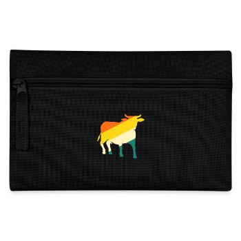 Büffel Rind Ochsen - Federtasche - Schwarz - Vorne