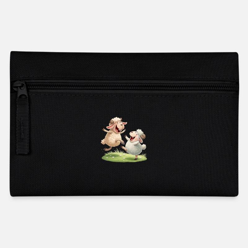 Fröhliches Schaf-Duo - Federtasche - Schwarz
