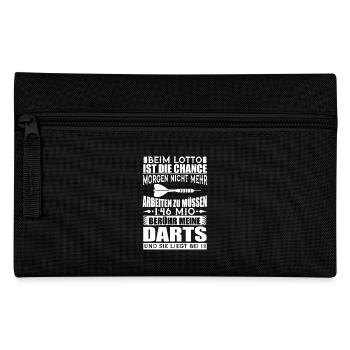 Darts Hobby Sport Dart Dartspieler Pfeil Geschenk - Federtasche - Schwarz - Vorne