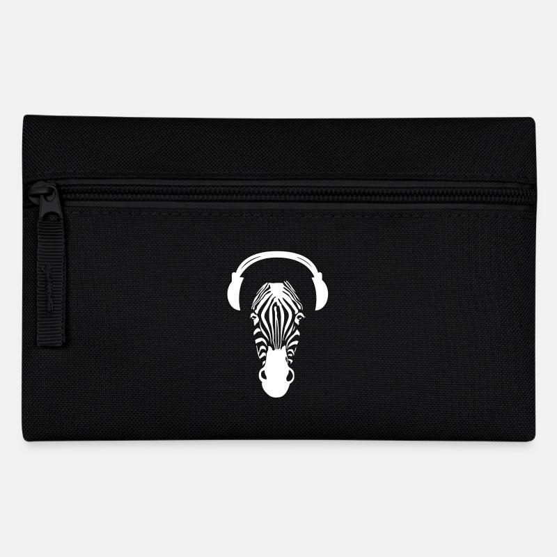 Zebra with Headphones - Pencil Case - black