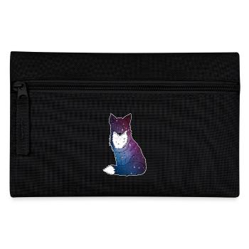 Fox with starry sky, Space, Galaxy, Space - Pencil Case - black - Front