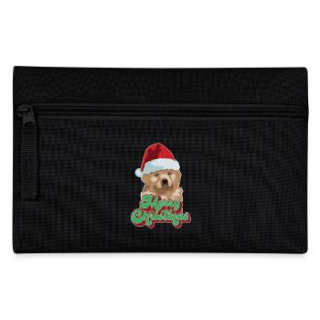 Weihnachten Geschenk Nette lustige Hund Santa Hut Frohe Weihnachten - Federtasche - Schwarz - Vorne