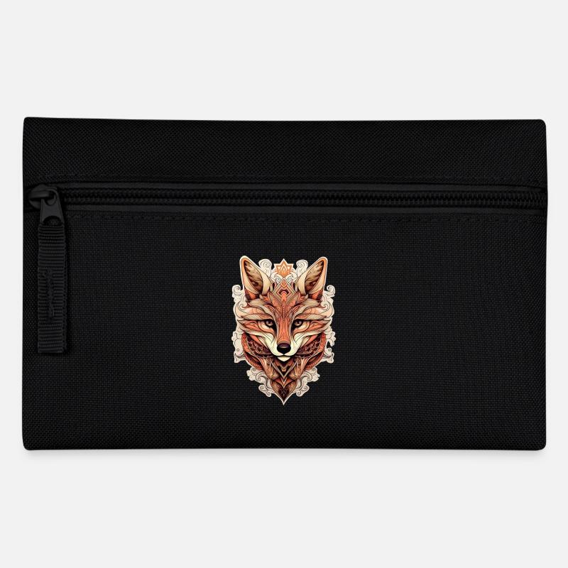 Fuchs Ornamenteler Stil - Boho - Federtasche - Schwarz