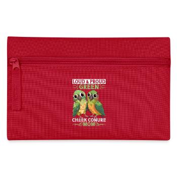 Loud & Proud Green Parakeet Mama Conure Parrot - Pencil Case - red - Front
