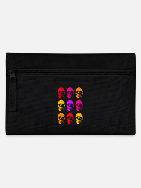 Colored Linear Skull Art - Pencil Case - black