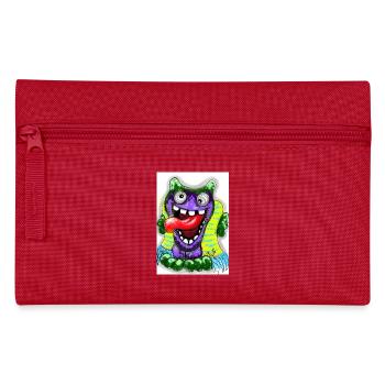 Bunter Cartoon Monster mit Riesenzunge - Federtasche - Rot - Vorne