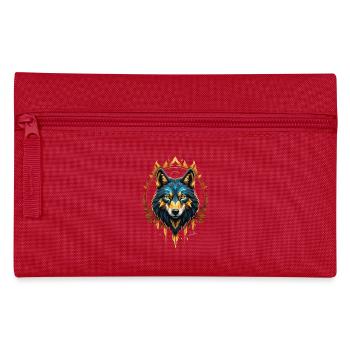 Geometrischer Goldwolf - Federtasche - Rot - Vorne