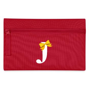 Lettre j nœud jaune - Trousse - rouge - Devant