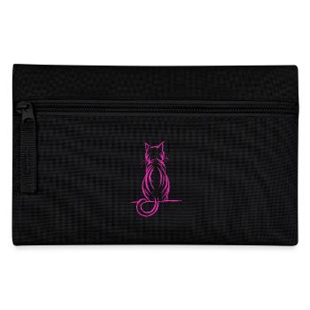 Minimalistische Zeichnung einer Katze, pink - Federtasche - Schwarz - Vorne