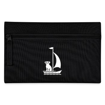Mops im Boot Silhouette Segeln Minimalistisch - Federtasche - Schwarz - Vorne