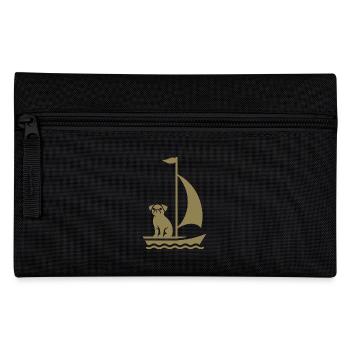 Mops im Boot Silhouette Segeln Minimalistisch - Federtasche - Schwarz - Vorne