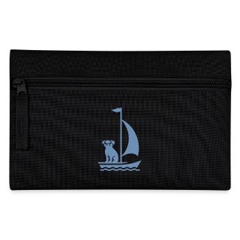 Mops im Boot Silhouette Segeln Minimalistisch - Federtasche - Schwarz - Vorne