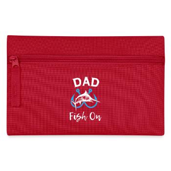 Dad Fish On Fishing - Pencil Case - red - Front