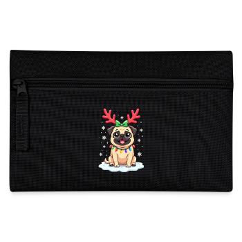 Puggy Christmas Pug Santa Claus Mops Weihnachten - Pencil Case - black - Front