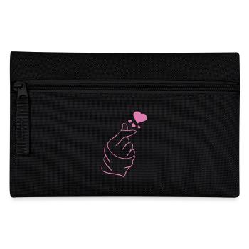 Finger heart k-pop K-drama 2 colors - Pencil Case - black - Front