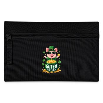 Guten Rutsch Silvester Neujahr Glücksschwein - Federtasche - Schwarz - Vorne