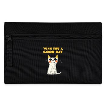 Wish you a good day, Cat - Pencil Case - black - Front