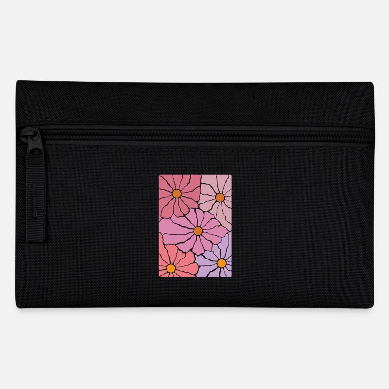 Boho Flora Blumen - Federtasche - Schwarz