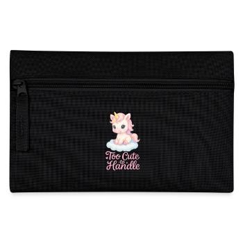 Too Cute to Handle – Baby Unicorn with Cloud - Pencil Case - black - Front