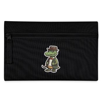 A cute crocodile wearing a bowtie - Pencil Case - black - Front