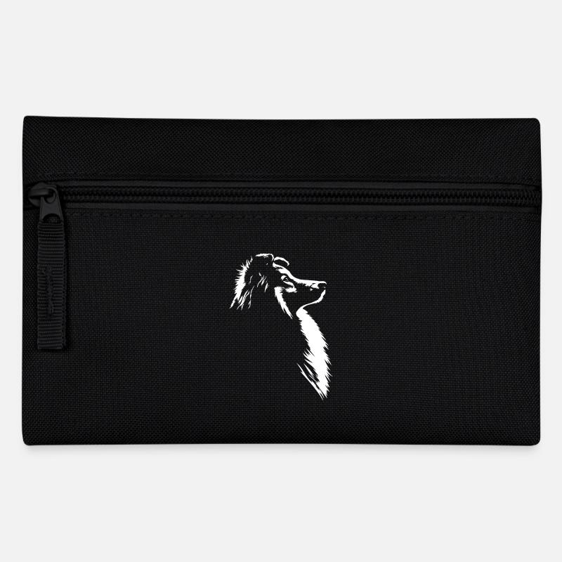 Shetland Sheepdog Silhouette Hund Sheltie Wilsigns - Federtasche - Schwarz
