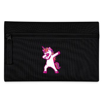 Einhorn dabbing - Regenbogen Farben - Geschenk - Federtasche - Schwarz - Vorne
