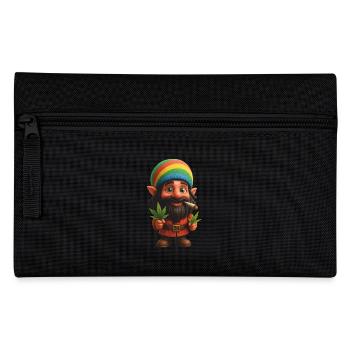 Bunter Kifferzwerg mit Joint & Pflanze - Federtasche - Schwarz - Vorne
