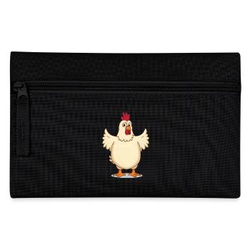 Chicken Funny Comic Animal Shirt - Pencil Case - black - Front