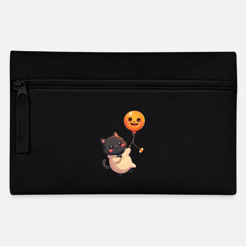 Chat d’Halloween avec citrouille d’Halloween - Trousse - noir