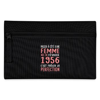 Anniversaire 70 ans - Née en Février 1956 - Trousse - noir - Devant