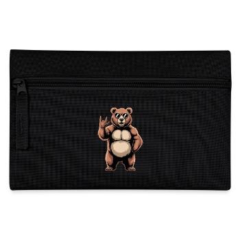  Cooler Rock Bär Mit Sonnenbrille Handzeichen Rock - Federtasche - Schwarz - Vorne
