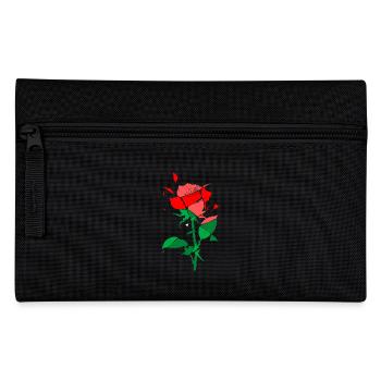 Contrast Rose: Red-Green PopArt Rose - Pencil Case - black - Front