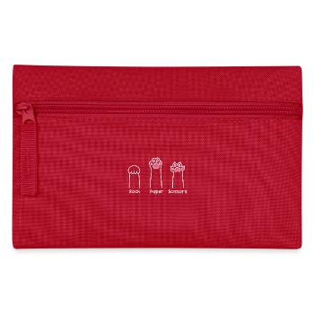 Stein, Papier, Schere, Handspiel, niedliche Pfote, lustige Katze - Federtasche - Rot - Vorne
