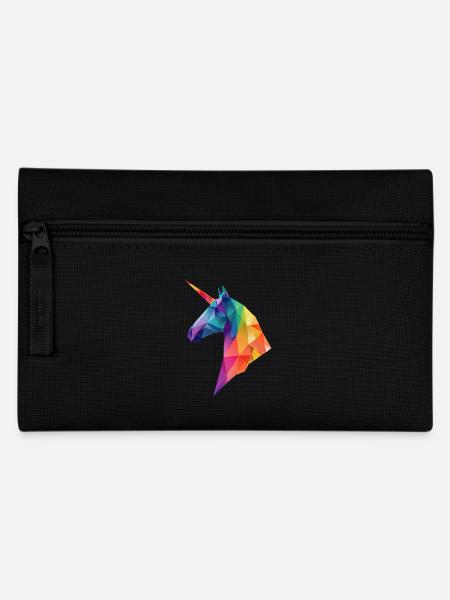 Einhorn Low Poly Art Logo Design Bunt - Federtasche - Schwarz