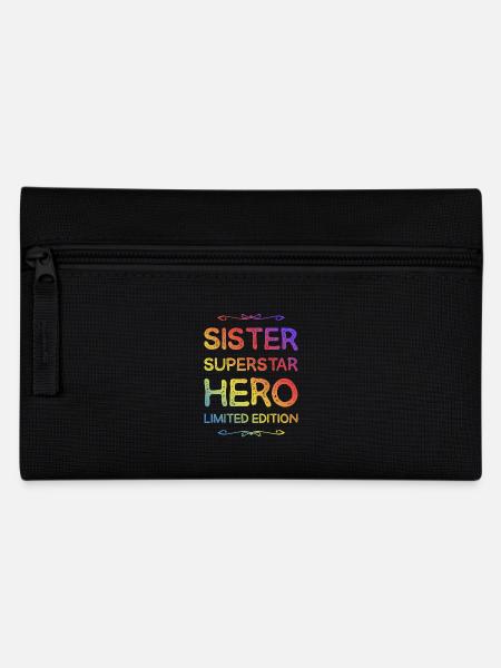 Beste Schwester Heldin Spruch - Federtasche - Schwarz