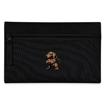 Dachshund Hund Muskeln Bodybuilding Dackel - Federtasche - Schwarz - Vorne