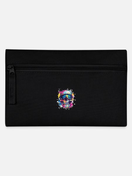 Ski Skibrille Totenkopf - Federtasche - Schwarz