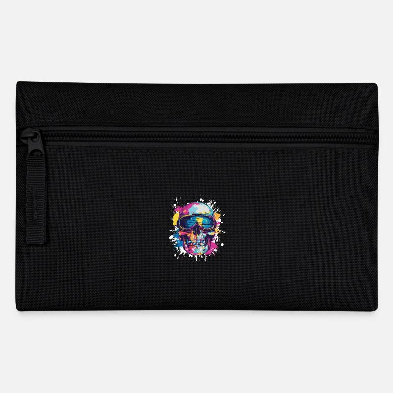 Ski Skibrille Totenkopf - Federtasche - Schwarz