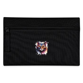 Cat Animal Pop Art Head - Pencil Case - black - Front