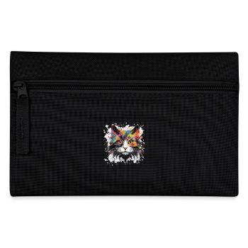 Cat Symbol Animal Pop Art Head - Pencil Case - black - Front