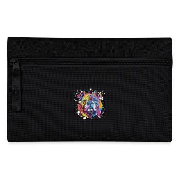 Bulldog Dog Animal Pop Art Head - Pencil Case - black - Front