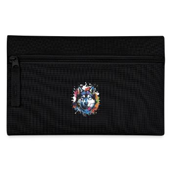 Husky Dog Animal Pop Art Head - Pencil Case - black - Front